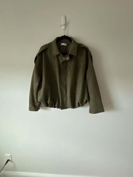 CICY BELL Jackets & Blazers - Cicy Bell Army Green Faux Suede Bomber Jacket